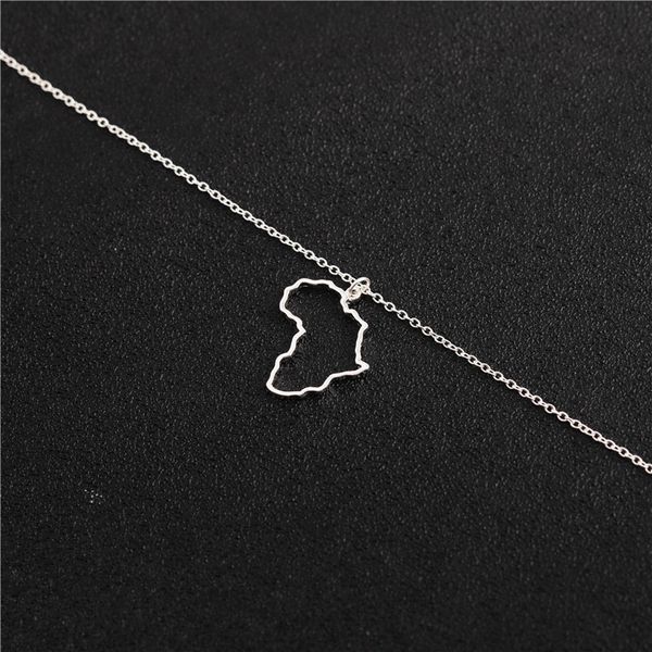 1 hollow africa map egypt south kenya nigeria pendant necklace hometown clavicle lucky woman mother men's family gifts jewelry, Silver